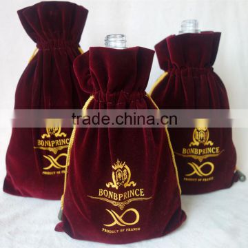 Custom Microfiber Fabric Drawstring Bag Pressed with Gold Logo