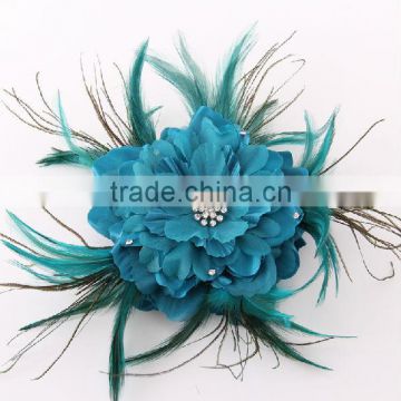 2013 New design wholesale DIY feather fabric flowers H-109