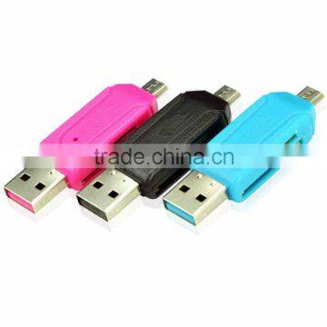 Universal Card Reader Mobile phone PC card reader Micro USB OTG Card Reader OTG TF / SD flash memory Wholesale