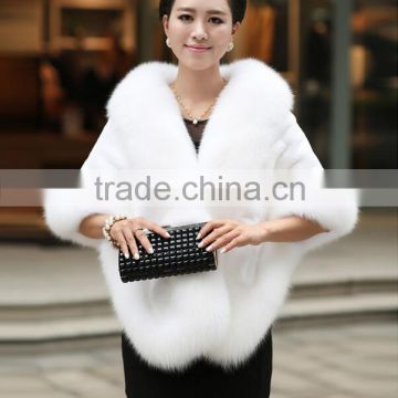 Factory Direct Natural White Women's Fur Poncho / Rabbit Fur Poncho / Rabbit Stole