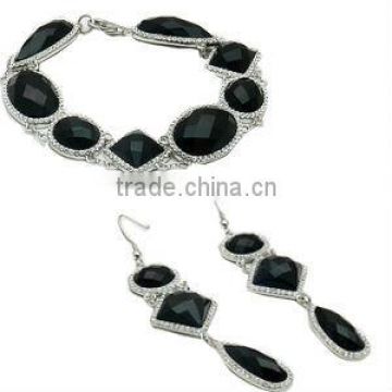 925 Sterling Silver Black Agate Bracelet Sets