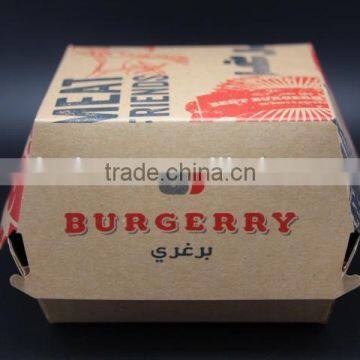 Hot sale Kraft PaperPackaging Hamburger Folding Box take away