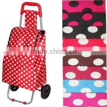 Flower imprinted satin microfabric folding shopping trolley bag with 2 wheels