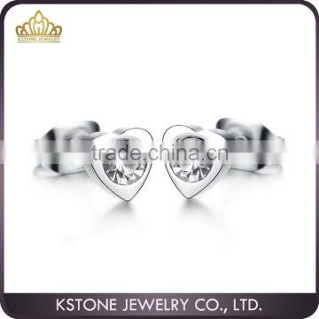 KSTONE Diamond heart shape stainless steel stud earring