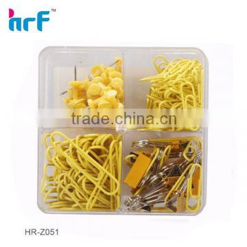 Yellow Paper Clip Set With Office pins