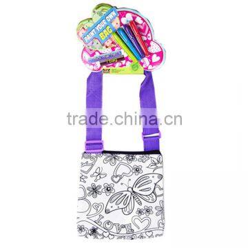 DIY coloring fashion sparkling handbag with 4 mini markers
