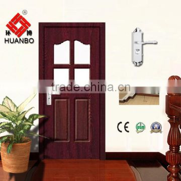 Well sale pvc coated mdf wooden interior glass insert doors for construction