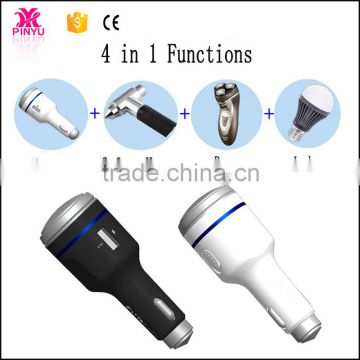 As outdoor LED +Harmmer razor self-defence USB in car charger for mobile phone charge