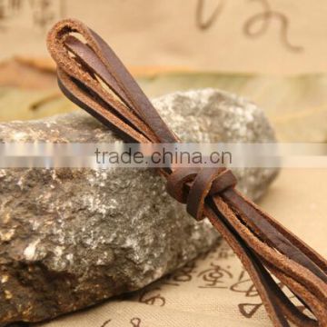 2016new cheap real leather long braided lanyard / 100% cow leather lanyard