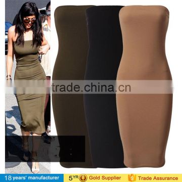 2016 Bandeau Tube Bodycon dresses sexy kim kardashian knee length celebrity dresses