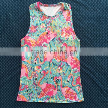 QL-447 new products flamingos pattern Knee-length dress for women vest dress women clothes 2016