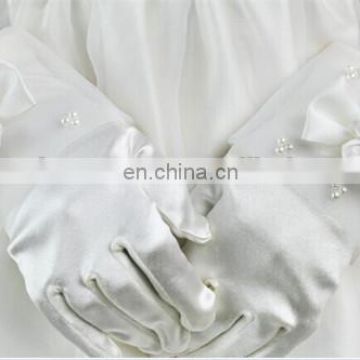 Newest Kids' High Quality Bridal Gloves For Wedding Dress Bridal Satin Gloves With Organza Cuff Pearl Bead Ribbon Bows & Flowers