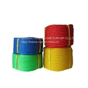Recomen supply hjgh quality pp rope polypropylene  3 strand twisted  black 10 mm floating pp rope  twin 3 strand
