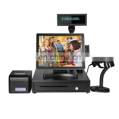Android Cashier 15'' Touch Screen System Sale Cash Register Terminal Credit Card Pos Machine With Printer