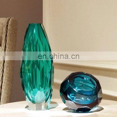 Brick And Stone Cut Surface Creative Art Blue Green Dry Vase Table Decoration Table Decoration