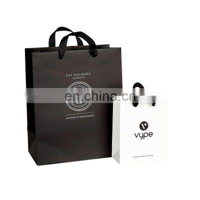 High quality durable custom logo card paper bag with handles handbags for gift or clothing shoes present packing with bow