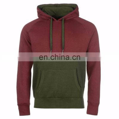 Two tone Olive green and maroon custom made hoodie for men latest design Men's hoodies & sweatshirts with hood
