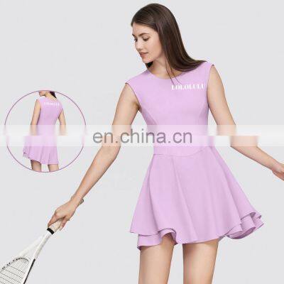 Flared Pleated Women Wholesale Quick Dry Golf Jumpsuit Skirts Breathable Sleeveless Tennis Dresses