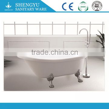 SY-1019 claw foot portable freestanding bathtub for soaking with leg, thick fiberglass