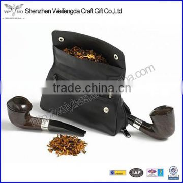 New arrival top grade leather smoking pipe holder with zipper pocket