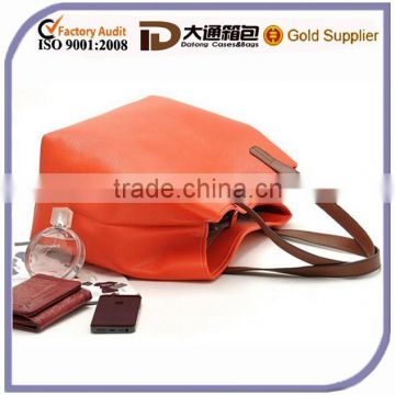 Hot Sale Faux Leather Fashion Woman Tote Handbag 2015 Promotional Messenger Shoulder Bag