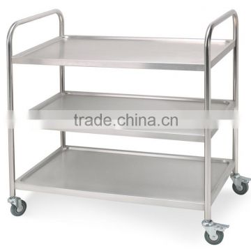 Three 3 Tier Service Trolley, Stainless Steel Assembled/Knock-Down Serving Cart, Dining Cart, Round Tube(KTR-03)