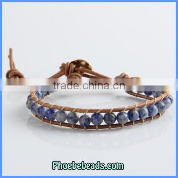 Wholesale Hot Sale Single Leather Agate Beaded Wrap Bracelets PCLB-A001