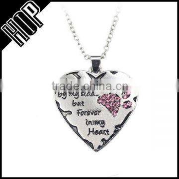 2016 jewelry trends women silver alloy custom letter pink paw heart necklace