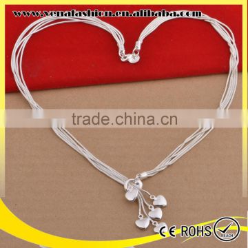 heart photo pure heavy multilayer silver necklace