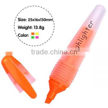 Plastic chisel tip highlighter,highlighter pen with semitransparent barrel