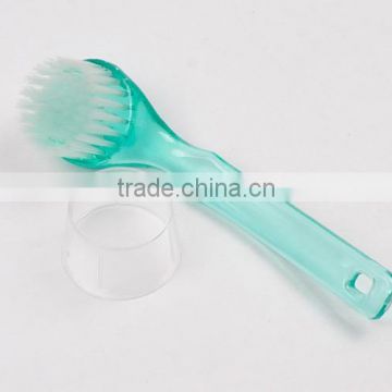 Plastic long handle face cleaning brush wth cap