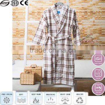 brown white grid latest women ladies cotton front open nightwear oem