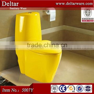 one piece yellow color washdown toilet, many color can choose toilet, european water closet