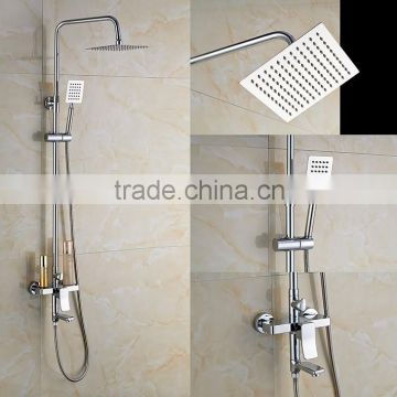Contemporay chrome plating brass bath&shower faucet set with 304 s.s 8inch nickel brushed rain shower head