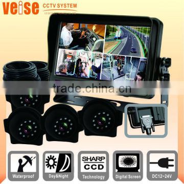 Automobile Rear View Camera System with TFT LCD monitor + 4 CCD camera + 15M extension cable For Bus