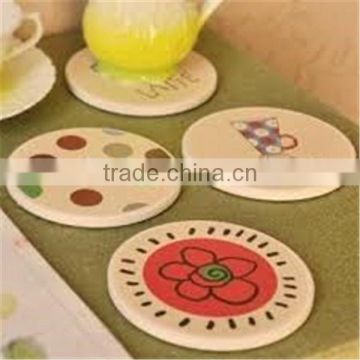 2017 carved round colorful wooden cup coasters set made in China