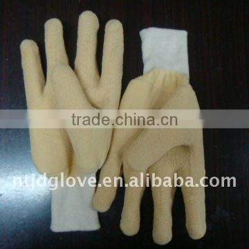 Welding gloves Latex gloves . Jersey fabric liner,wave crinkled latex fully coating , Knit wrist Safety gloves