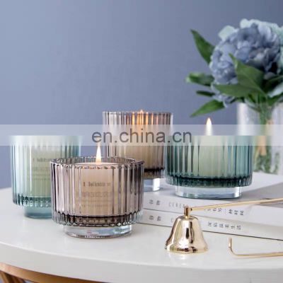 Elegant Home Decoration Clear Glass Candle Holder Colorful Candle Jars For Wedding Centerpieces
