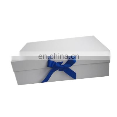 Top factory ribbon closure foldable paper collapsible cardboard gift packaging boxes