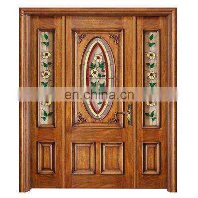 china solid wood modern exterior front doors with one sidelight