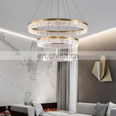 Modern LED Pendant Light New Creative Crystal Ring Chandelier For Living Room Hall Hotel Decor Ceiling Hanging Lamp