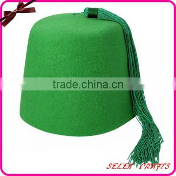 100% Sheep Wool Green Fez hats with Green Tassel                        
                                                Quality Choice