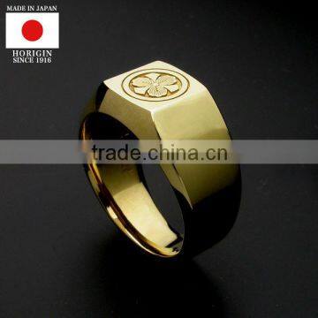 Japanese handmade engraved silver and gold ring with Stylish for jewelry supply