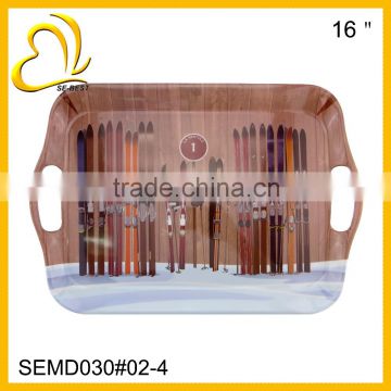 New design rectangle melamine tray with handle