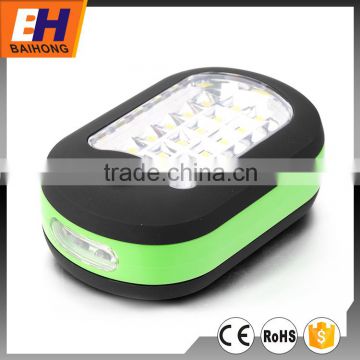 Ellipse design 24 SMD+3 White LED Work Light with a hook and magnet on the back powered by dry battery