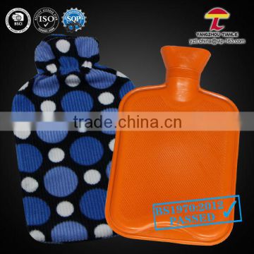 blue natural rubber hot water bottle coral fleece cover