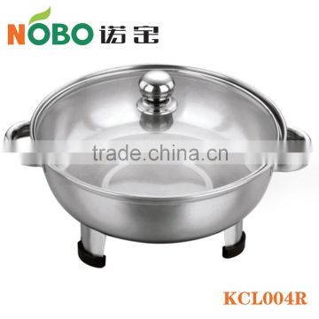 New Design Stainless Steel Round Buffet Food Warmer Glass Lid Chafing Dish Stove with Stand