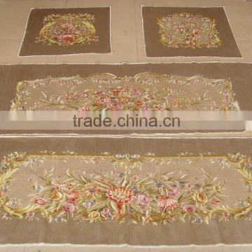 Camel embroidery imitate handmade aubusson artificial silk sofa cover set