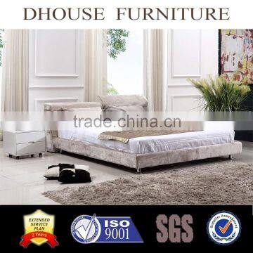 modern bedroom furniture fabric bed with adjustable headrests DH217