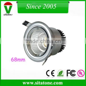 Cold forging aluminum 68mm silver 3w recessed led downlight outcut 55mm